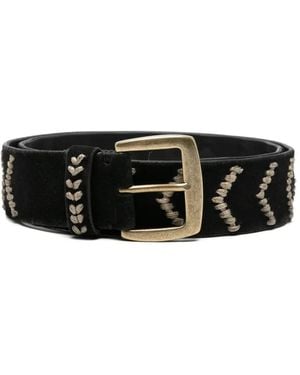 Puntovita & Arsenice Whipstitch Chevron-Pattern Belt - Black