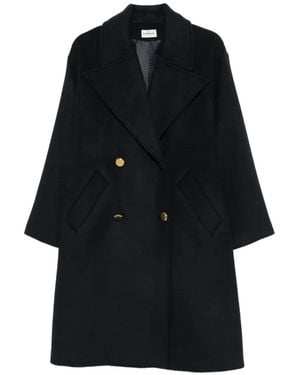 P.A.R.O.S.H. Double-Breasted Button-Up Coat - Black