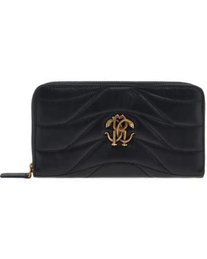 Roberto Cavalli Quilted Zip-Around Wallet - Black