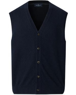 Hackett V-Neck Buttoned Waistcoat - Blue