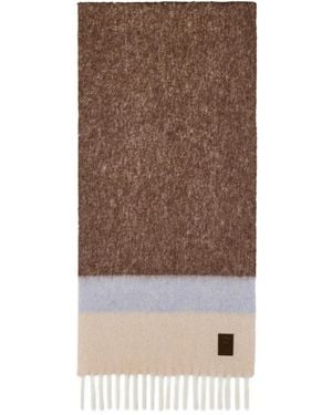 Ferragamo Striped Fringed Scarf - Brown