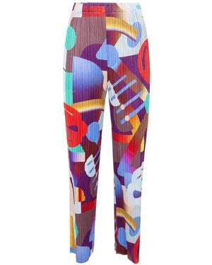 Pleats Please Issey Miyake Playground Abstract-Print Pleated Trousers - Red