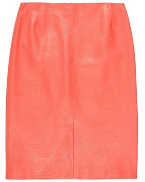 Bally Textured-Leather Midi Skirt - Pink