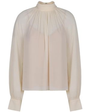 Vince Turtleneck Draped Blouse - Natural