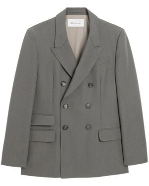 Ami Paris New Wool Double Breasted Straight Jacket - Grey