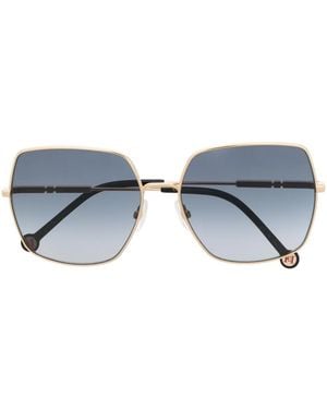 Carolina Herrera Logo-Engraved Square-Frame Sunglasses - Blue