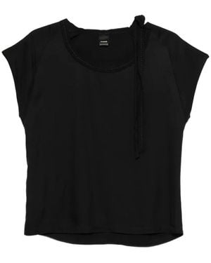 Pinko T-Shirt With Side Bow On The Neck - Black