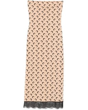 Marine Serre Crescent Moon Bustier Midi Dress - Natural