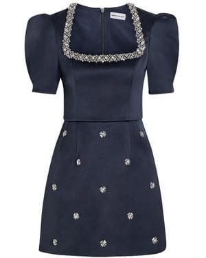 Rebecca Vallance Ayla Crystal-Embellished Puff-Sleeve Mini Dress - Blue
