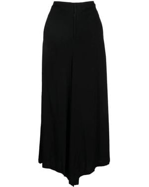 Yohji Yamamoto Pleat-Detailing Zip-Fastening Cropped Trousers - Black