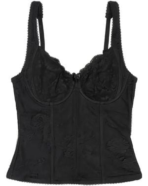 Balenciaga Sweetheart-Neck Lace Top - Black