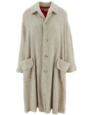 Comme des Garçons Flecked Button-Up Long Coat - White