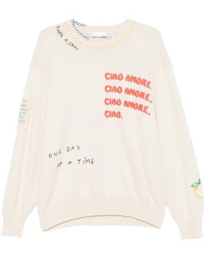 Roberto Collina Embroidery Crew-Neck Jumper - White