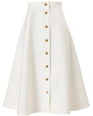 Carolina Herrera Button-Front Midi Skirt - White