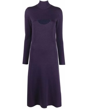 Ferragamo Vestido De Lamé Midi - Morado