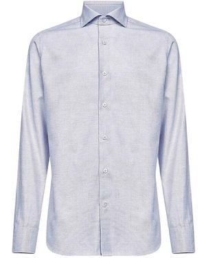 D4.0 Buttoned-Jacquard Shirt - Blue