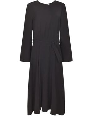 P.A.R.O.S.H. Flared Sleeve Belted Dress - Black