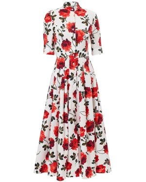 Carolina Herrera Rose-Print Midi Shirt Dress - White