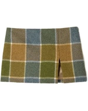 Miu Miu Checked Miniskirt - Green
