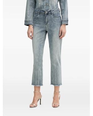 Joseph Ribkoff Rhinestone-Detail Frayed Jeans - Blue