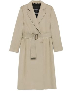 Patrizia Pepe Belted Double-Breasted Coat - Natural