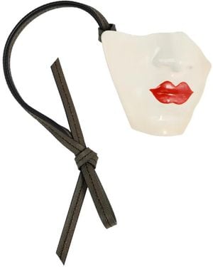 Maison Margiela Ciondolo Per Borsa Broken Doll Face Lips - Bianco