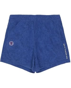 Aape By A Bathing Ape Moonface Floral-Pattern Textured Shorts - Blue