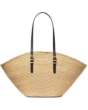Michael Kors Isa Woven Straw Tote Bag - Natural