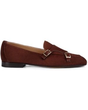 Doucal's Double-Buckle Suede Loafers - Brown