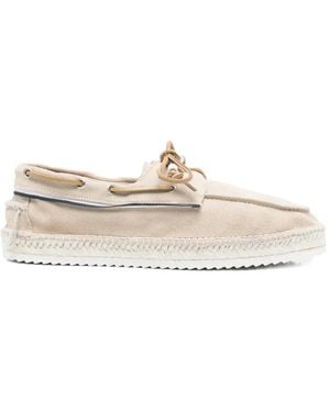 Eleventy Lace-Up Suede Derby Shoes - White
