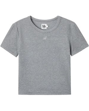 B+ AB Logo-Detail Ribbed T-Shirt - Grey