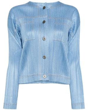 Pleats Please Issey Miyake Jacke im Jeans-Look - Blau