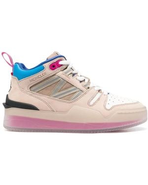 Moncler Paneled Leather High-Top Sneakers - Pink