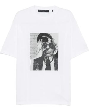 KARL LAGERFELD Portrait-Print T-Shirt - White