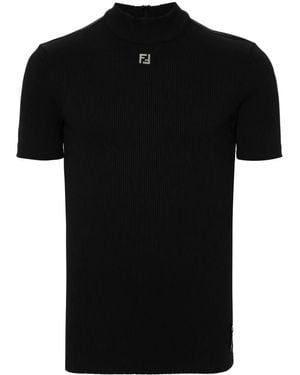 【送料&関税込】Fendi Look 30 Adv Top Ribbed Jersey Ff Club Fendi Look 30 Adv Top Ribbed Jersey Ff Club Crest T-Shirt in