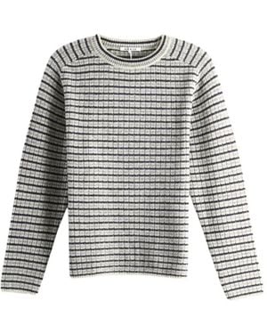 AURALEE Striped Ribbed-Knit Sweater - Gray