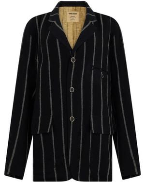 Uma Wang Striped Virgin-Wool Blazer - Black