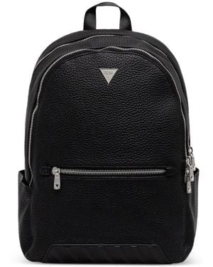 Guess Logo-Plaque Zip Backpack - Black