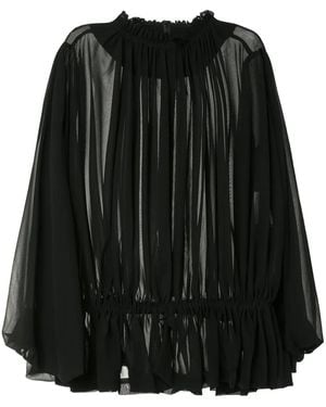 Comme des Garçons Draped Semi-Sheer Blouse - Black