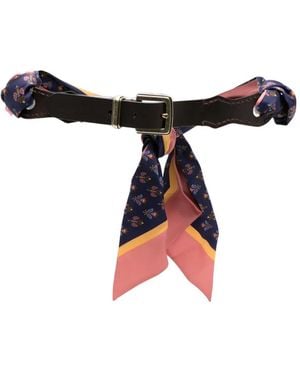 Etro Paisley-Print Leather-Panel Belt - Black