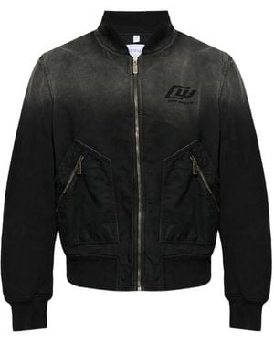Off-White c/o Virgil Abloh Zip-Up Faded Bomber Jacket - Black