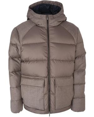 Peserico Hooded Padded Jacket - Brown