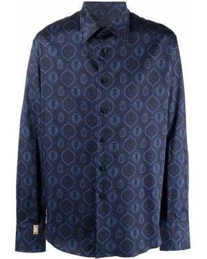 Billionaire Flavio Baroque-Print Shirt - Blue