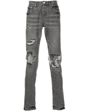 Purple Brand Faded Distressed Slim-Cut Jeans - Grey