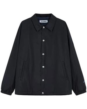Jil Sander Logo-Embroidered Press-Stud Jacket - Black