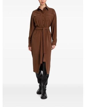Twinset Flap-Pockets Shirt Midi Dress - Brown