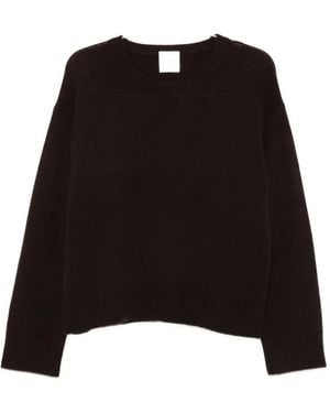 Allude Ribbed-Trim Crew-Neck Jumper - Black