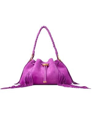 Jimmy Choo Medium Cinch Fringed Shoulder Bag - Purple