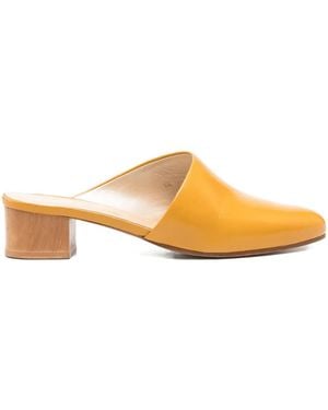 【関税込み】Yellow Recycled Rubber Retro Mules Buy Mariana Yellow Woven Flat Mules With Tassels | Mules