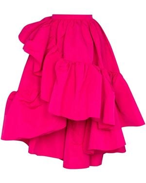 McQueen Falda Asimétrica Con Volantes - Rosa